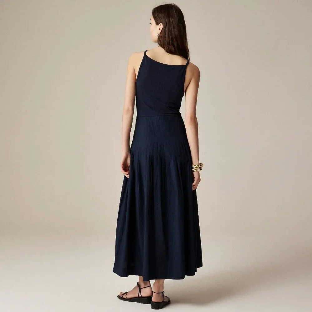 J. Crew Pintuck Mixy Dress in Navy - Picture 2 of 5
